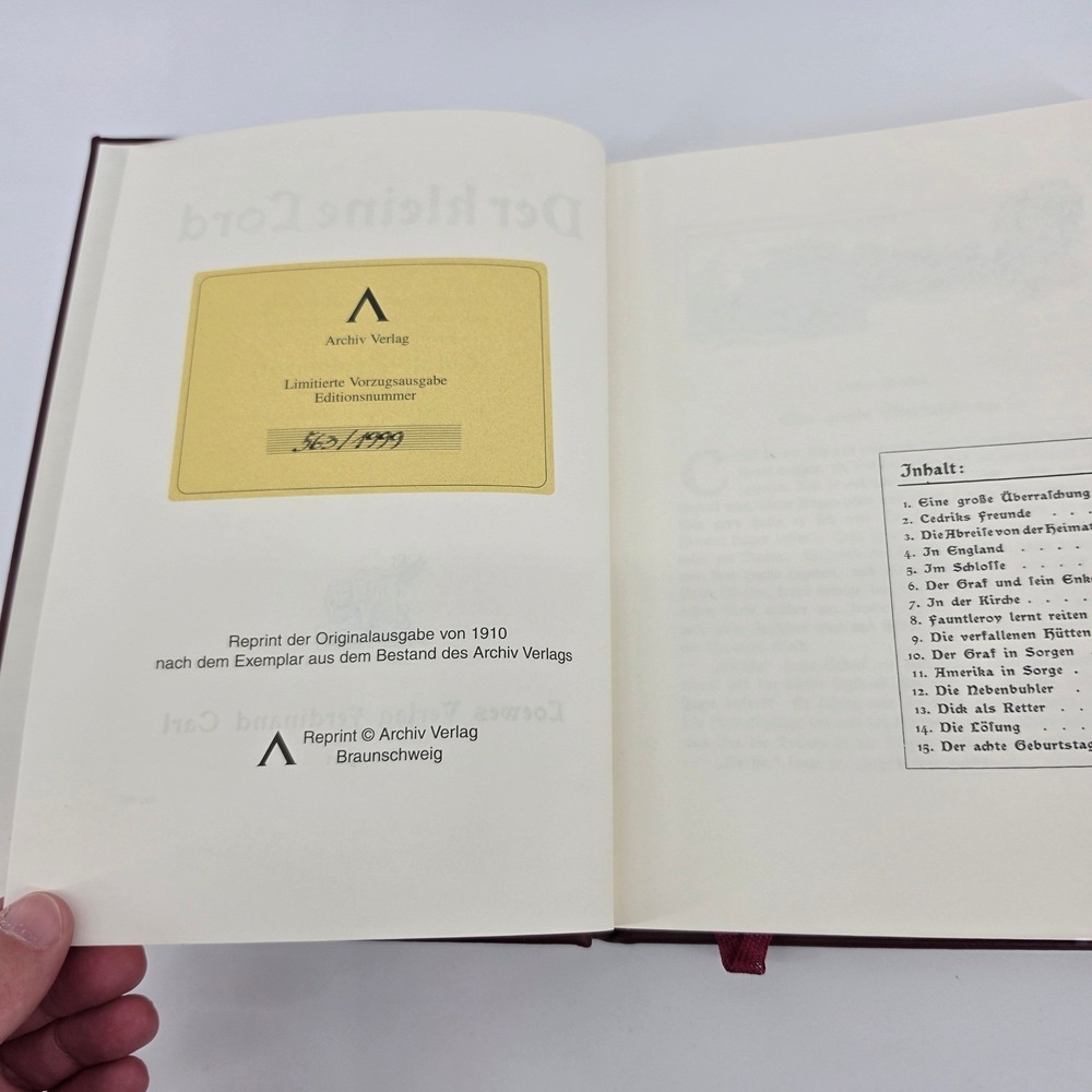 Der Kleine Lord Archiv Verlag Limited Edition Facsimile Hand Numbered Deluxe1910 - Picture 4 of 5